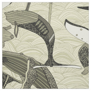 Tissu baleines et vagues naturelles