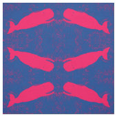 Tissu baleines rouges en bleu (Échantillon)