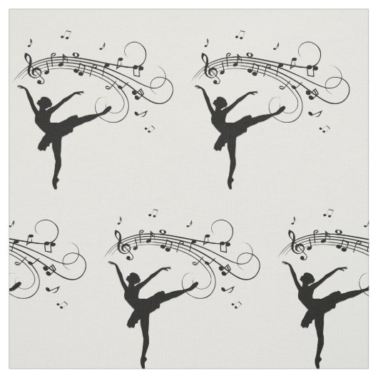 Tissu Ballerina Dancing with Music Notes (Échantillon)