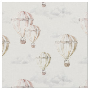 Tissu Ballons à air chaud nurserie aquarelle genre neutr