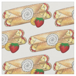 Tissu Banana fraise Crêpes Cuisine française Crème