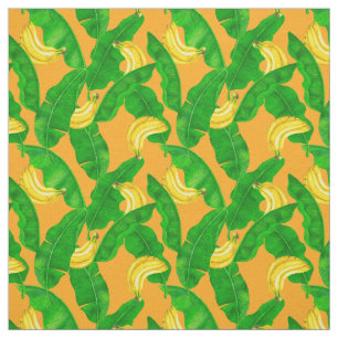Tissu Bananes et aquarelle feuille