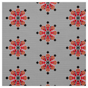 Tissu Bandana Print - rouge, gris et noir