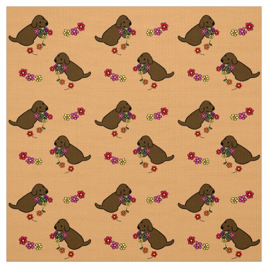 Tissu Bande dessinée de panier de fleur de chiot de (Échantillon)