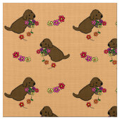 Tissu Bande dessinée de panier de fleur de chiot de (Fermer)