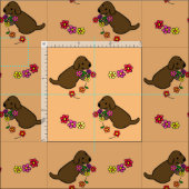 Tissu Bande dessinée de panier de fleur de chiot de (Carreau)