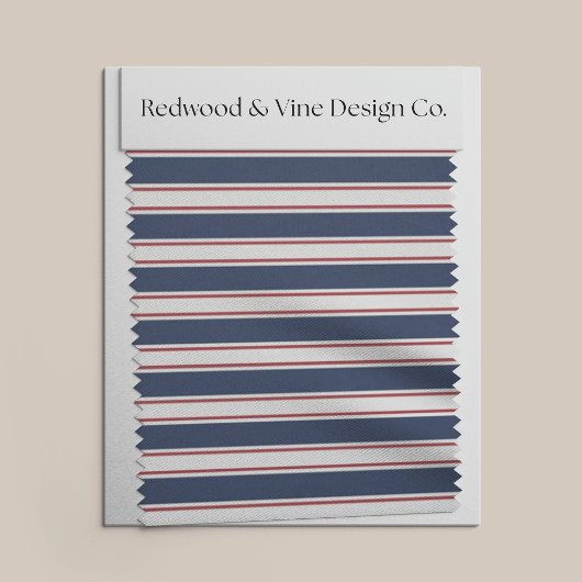 Tissu Bande d'été Marine, Rouge et Crème