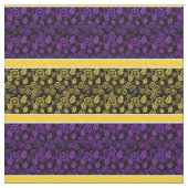 Tissu Bande violette/or fleurie/or blanc - noir (Fermer)