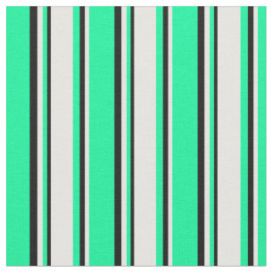 Tissu Bandes de couleur verte, blanche et noire