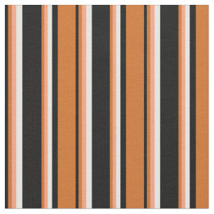 Tissu Bandes noires, chocolatées, Saumons légers et blan