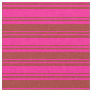 Tissu Bandes roses profondes et Brown