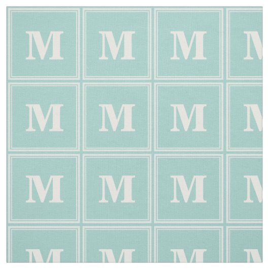 Tissu Bandes vertes de menthe monogramme (Échantillon)