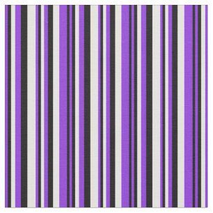 Tissu Bandes violettes, noires et blanches