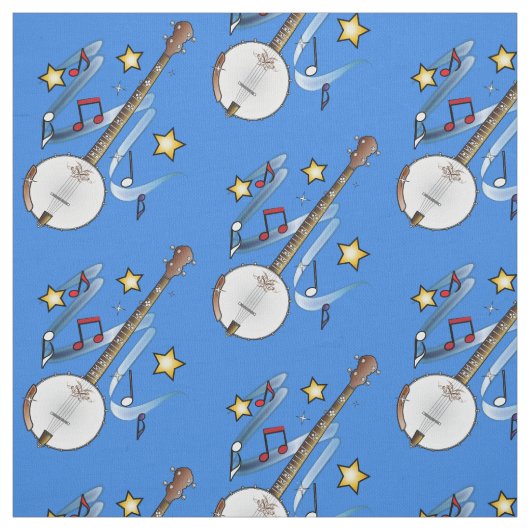 Tissu Banjo avec des notes et des étoiles (Échantillon)