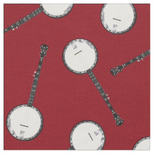 Tissu Banjos Musique Musicien Salle Décor Rouge