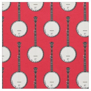 Tissu Banjos Musique Musicien Salle Décor Rouge