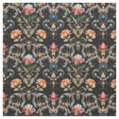 Tissu Baroque noir à fleurs damassé (Échantillon)