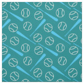 Tissu Baseball - blanc et bleu sur vert foncé (Échantillon)