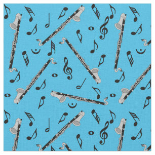 Tissu Bass Clarinet Black Music Notes