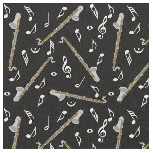 Tissu Bass Clarinet Black Music Notes