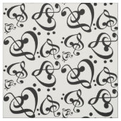 Tissu Bass Treble Clef Hearts Music Notes Motif (Échantillon)