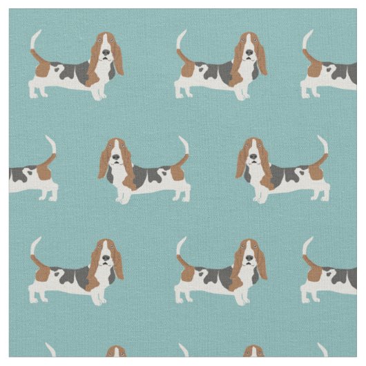 Tissu Basset Hound bleu clair (Fermer)