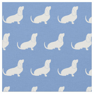 Tissu Basset Hound Chien Silhouette Animal bleu clair