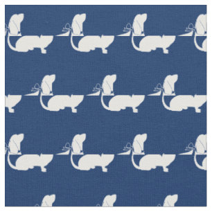 Tissu Basset Hound Chien Silhouette Animal Marine Blue