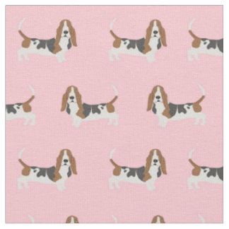Tissu Basset Hound rose pâle