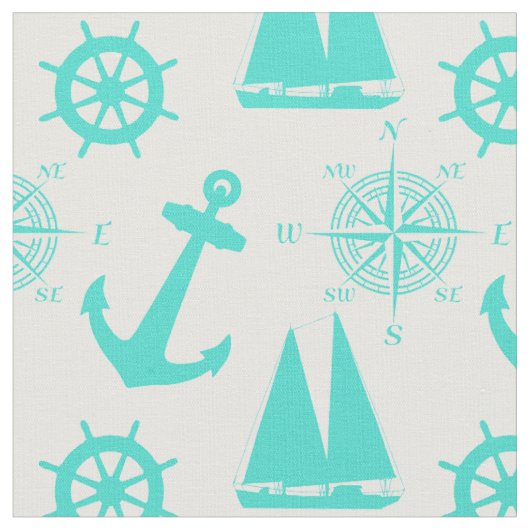 Tissu Bateau côtier bleu turquoise (Fermer)