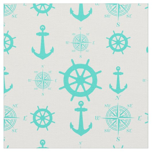 Tissu Bateau côtier bleu turquoise (Fermer)