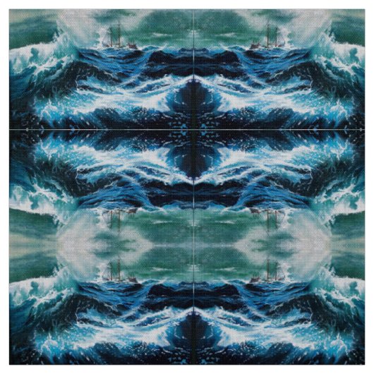 Tissu Bateau dans la mer dans la tempête (Échantillon)
