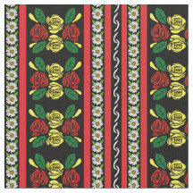 Bateau de canal en folk art rouge jaune roses