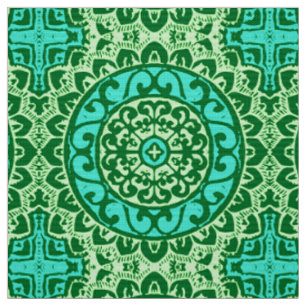 Tissu Batik du sud-ouest de mandala de Sun, vert de