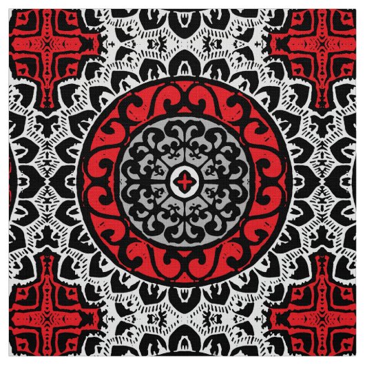 Tissu Batik, rouge, noir et blanc du sud-ouest de (Échantillon)