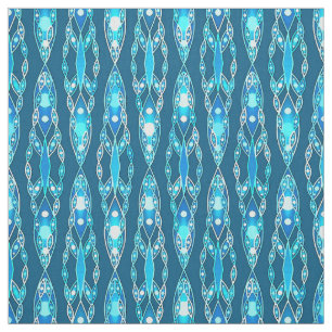 Tissu Batik tribal - Bleu océanique et Aqua