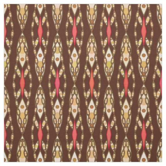 Tissu Batik tribal - brun, Tan et corail (Échantillon)