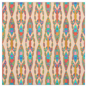 Tissu Batik tribal - rose et turquoise de pêche