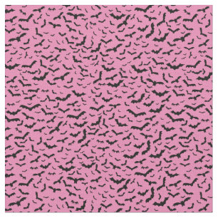 Tissu Bats noirs volants Rose