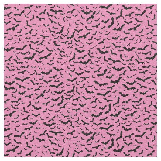Tissu Bats noirs volants| Rose (Fermer)