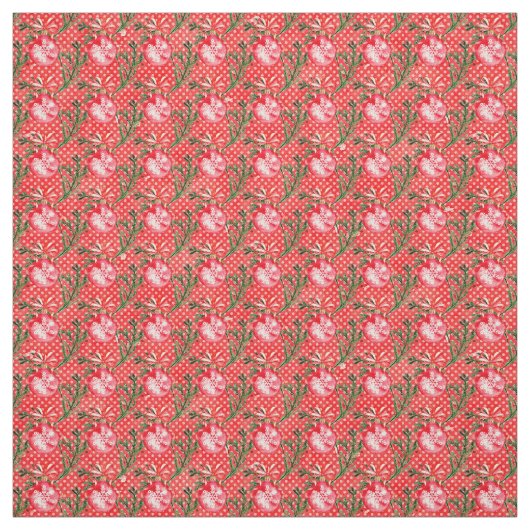 Tissu Baubles de Noël rouges (Échantillon)