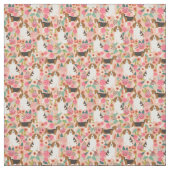 Tissu Beagle - Fleurs roses (Échantillon)