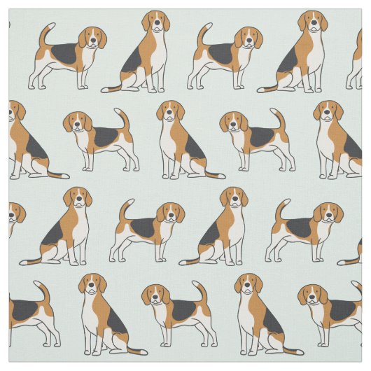 Tissu Beagles sur Aqua Fabric (Échantillon)