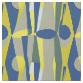 Tissu Beau bleu et jaune mi-siècle Abstrait (Fermer)