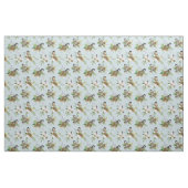 Tissu Beau Oiseau d'hiver et fleurs (Fat Quarter)