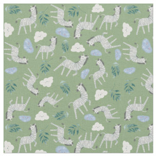 Tissu Beau safari tendance animaux jungle sauge vert