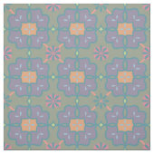 Tissu Beauté florale violette, corail, verte et orange (Échantillon)