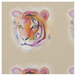 Tissu Beautiful Colorful Tiger Watercolor painting