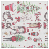 Tissu Beaux éléments d'aquarelle rouge de Noël (fermé)