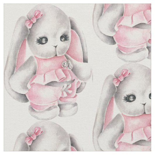 Tissu Bébé adorable lapin rose lapin lapin (Fermer)